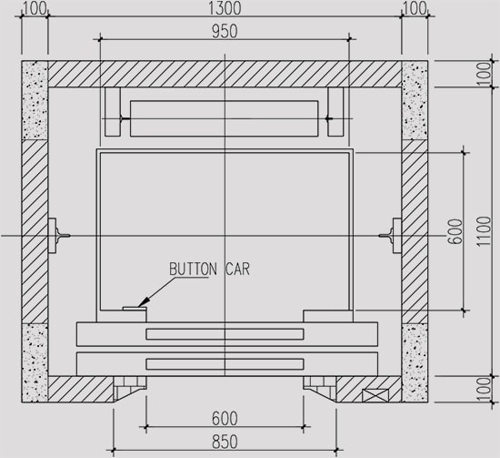 thiết kế thang máy 200kg cửa mở tự động